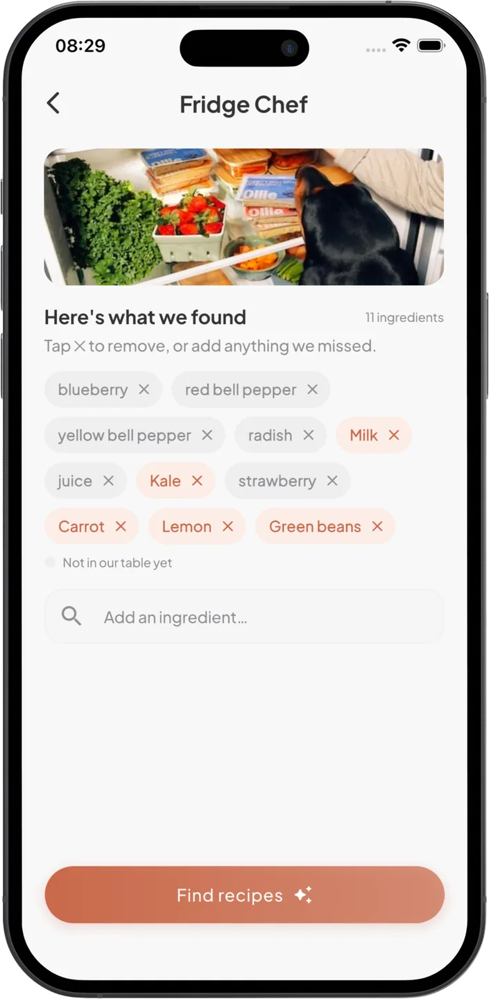 Fridge Chef — Mittsy meal planner app screenshot